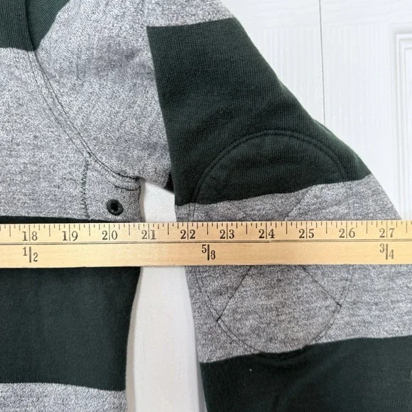men's‎ M J Crew rugby shirt in Green Heather Hoop stripe NWOT